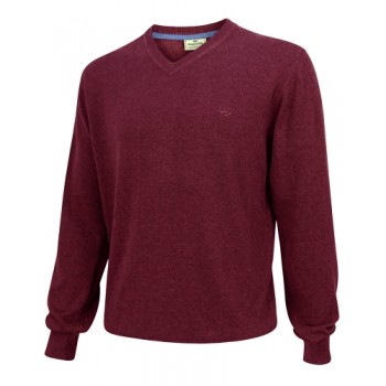 Hoggs Of Fife Stirling Cotton Pullover - Burgundy